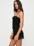 Princess Polly Sweetheart Neckline  Rubyn Lace Mini Dress Black