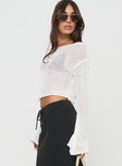 Off shoulder sweater Loose knit material, flared sleeves Non-stretch material, unlined, sheer