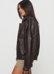 Jaxton Faux Leather Jacket Brown