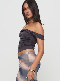 side view of model wearing Princess Polly Moonflower Top Grey Sleeveless straight 