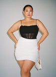 front view of model wearing Princess Polly Cartia Bodysuit Curve Sleeveless Square Neck 