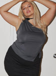 product Princess Polly Sleeveless High Neck  Liotta One Shoulder Top Grey Curve