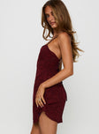 South Of France Mini Dress Burgundy