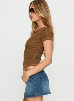 Wild West Rodeo Graphic Top Brown