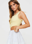 Crop top Fixed straps, lace detail, sweetheart neckline, invisible zip fastening at side, curved hem