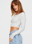 side view of model wearing Princess Polly Dermott Long Sleeve Top White Full Sleeves Scoop Neck 