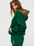 Princess Polly Hooded Sweatshirt Script Green / Ivory Princess Polly  regular 
