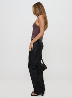 side view of model wearing Princess Polly Play The Tapes Pants Black 