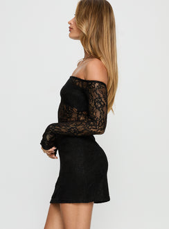 Annora Long Sleeve Lace Mini Dress Black