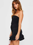 product Princess Polly Asymmetric Neckline  Clancey Strapless Mini Dress Black