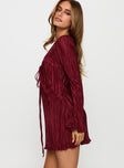 Malop Long Sleeve Mini Dress Burgundy