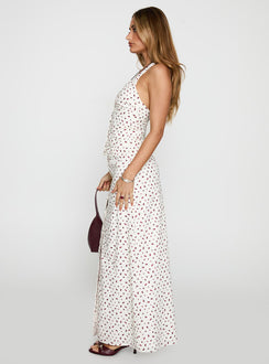   side view of model wearing Princess Polly On The Radio Maxi Skirt Multi Maxi 