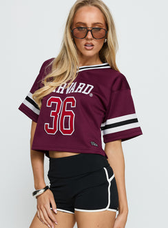 Harvard Cropped Football Jersey Tee Red
