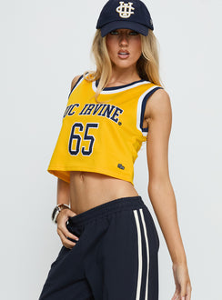 UC Irvine Cropped Basketball Jersey Tank Yellow