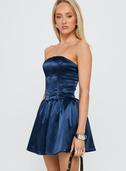 Forevermore Strapless Mini Dress Navy