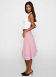 Evanescence Asymmetrical Midi Skirt Pastel Pink