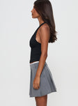   side view of model wearing Princess Polly Simulations Pleated Mini Skirt Grey Mini Skirts 