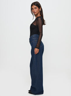 Nicolo High Rise Straight Leg Jeans Mid Raw Denim