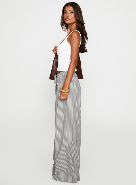 side view of model wearing Princess Polly Lucea Pants Multi High Waisted Pants 