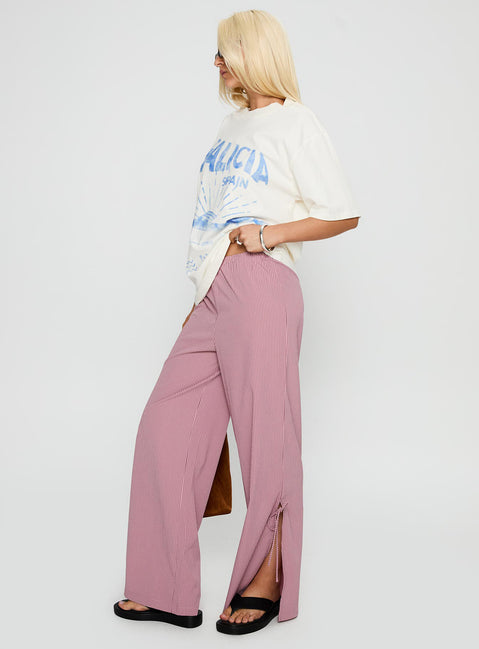 side view of model wearing Princess Polly Jinxie Tie Side Pants Pink Gingham High Waisted Pants 