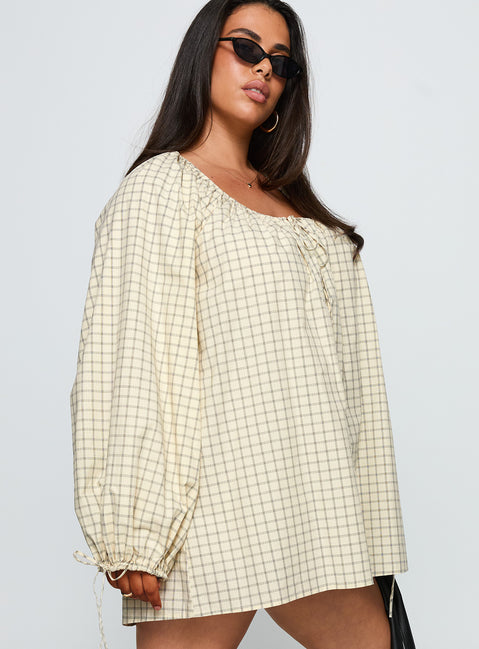 Preacher Playsuit White Check Curve