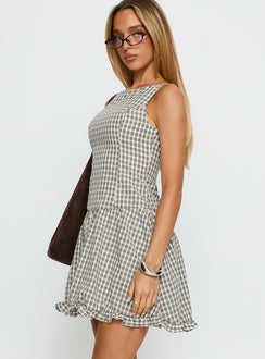 Isidra Drop Waist Playsuit Grey Check