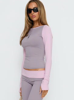 Kobee Jersey Long Sleeve Layering Top Slate / Dusty Pink