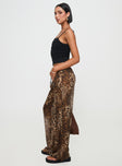 side view of model wearing Princess Polly Fyre Wide Leg Pant Leopard High Waisted Pants 