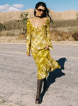 Setting Sun Long Sleeve Maxi Dress Yellow / Black