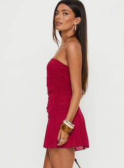 Rafaela Strapless Mini Dress Ruby