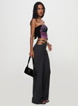 side view of model wearing Princess Polly Nights Like This Cut Out Buckle Detail Pants Charcoal 