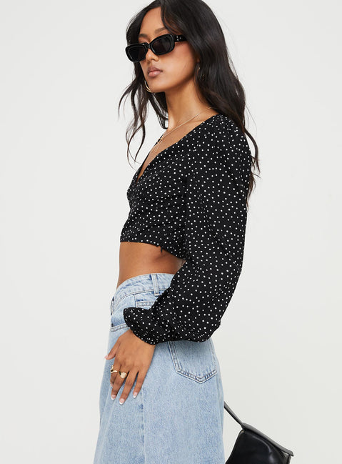 product Princess Polly Half Sleeves Square Neck  Aldon Long Sleeve Top Black