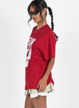 product Princess Polly Full Sleeves Crew Neck  Tickets Oversized Tee Red