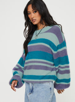 Mikko Sweater Blue Multi Princess Polly  Cropped 