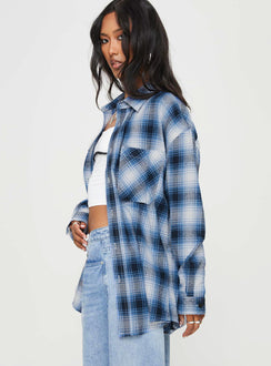 product Princess Polly Full Sleeves Square Neck  Waver Shirt Blue / Black Check