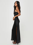 Front view of model wearing  front Princess Polly High Neck  Hessy Bow Maxi Dress Black