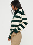 Neena Quarter Zip Sweater Green / Cream Princess Polly  regular 