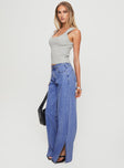 side view of model wearing Princess Polly Lorinzo Low Rise Jeans Electric Blue Mid Rise 