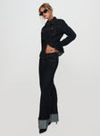 side view of model wearing Princess Polly Top Model Cuffed Jean Dark Denim Mid Rise 