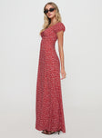 side view of model wearing Princess Polly Zeth Maxi Dress Multi Sweetheart Neckline 