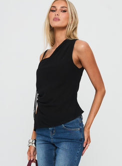 Smash Hit One Shoulder Top Black