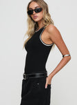 side view of model wearing Princess Polly Pietra Bodysuit Black Sleeveless 