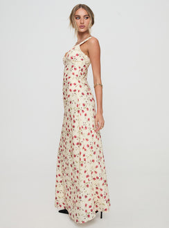 side view of model wearing Princess Polly Verona Maxi Dress Multi V-Neck 