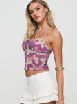 side view of model wearing Princess Polly No One Else Top Multi Sleeveless Square Neck 