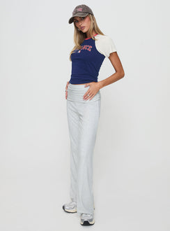 side view of model wearing Princess Polly Aire Ruched Pants Grey High Waisted Pants 