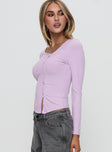 Sadira Long Sleeve Button Up Top Lilac