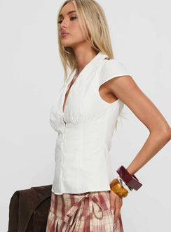 Ellis Island Collared Top White