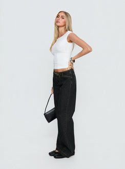 Slow Ride Mid Rise Bootleg Belted Jeans Grunge Wash