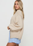 Knit cardigan Drop shoulder, button fastening at front, ribbed trim  Slight stretch, unlined 