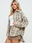 Leylan Oversized Plaid Shacket Cream Plaid